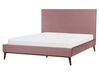 Łóżko welurowe 160 x 200 cm różowe BAYONNE_901284