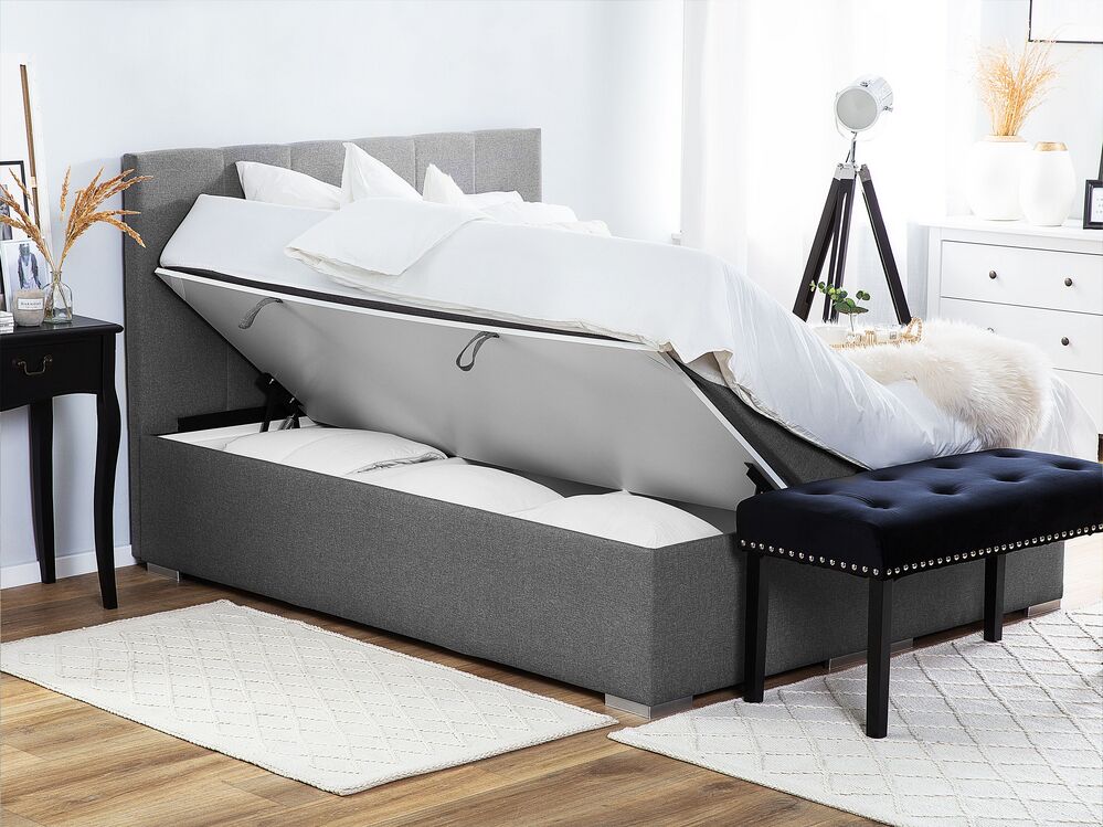 Fabric EU Super King Size Divan Bed Grey LORD Beliani.es