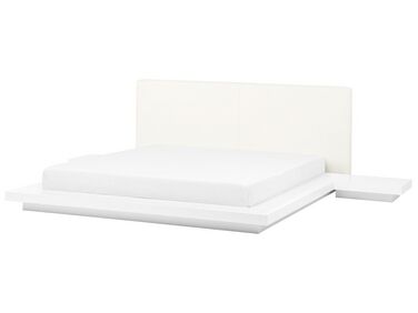 EU Super King Size Waterbed with Bedside Tables White ZEN