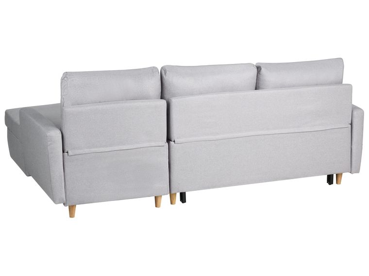 Left Hand Corner Sofa Bed with Storage Light Grey FLAKK Beliani.co.uk