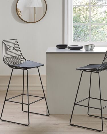 Set of 2 Metal Bar Chairs Black BISBEE