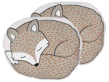 Lot de 2 coussins renards endormis gris 50 x 40 cm DHANBAD