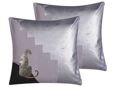Set of 2 Cotton Cushions Cheetah Motif 45 x 45 cm Multicolour DIGITALIS