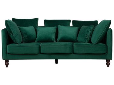 Soffa 3-sits sammet grön FENSTAD