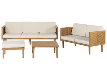 Loungesæt med sofabord + ottoman til 5 personer i akacietræ BARATTI