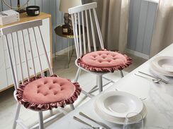 Istuintyyny sametti vaaleanpunainen ø 40 cm KALANCHOE Istuintyyny sametti vaaleanpunainen ø 40 cm KALANCHOE