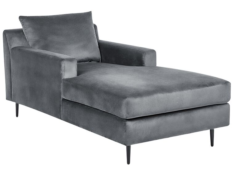 Chaise longue de terciopelo gris/negro GUERET_842563