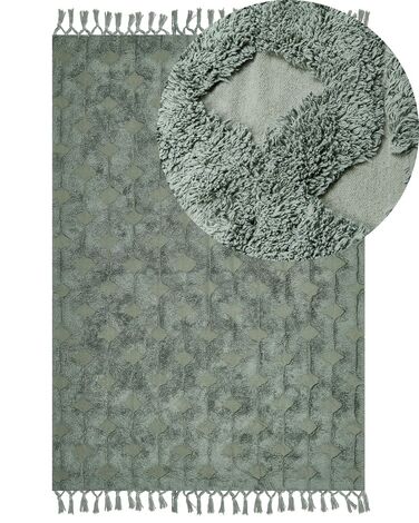Teppich Baumwolle grün 160 x 230 cm geometrisches Muster Kurzflor KARS