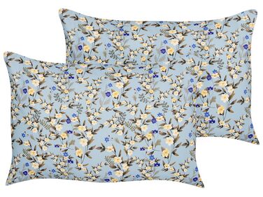 Set of 2 Outdoor Cushions Floral Motif 40 x 60 cm Blue VALLORIA