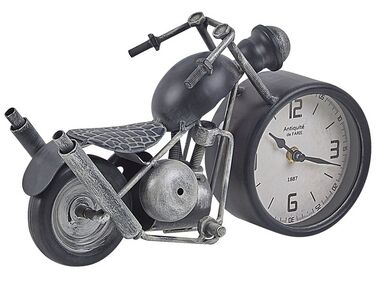 Tischuhr schwarz / silber Motorradform 19 cm BERNO