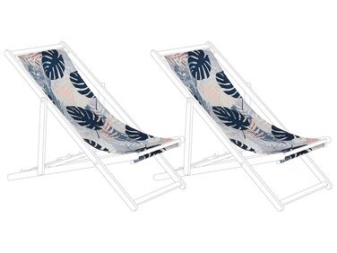 Doeken voor ligstoelen set van 2 palmbladeren patroon blauw ANZIO/AVELLINO