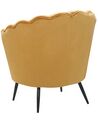 Fauteuil fleur en velours jaune LOVIKKA_767322