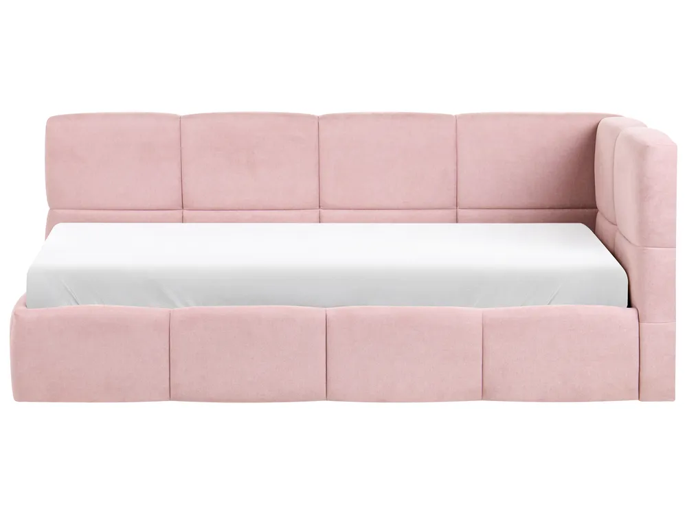 Daybed Fabric JACOU 90 x 200 cm (EU Single) with Storage Right Hand Pink_1092665