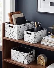 Conjunto de 3 cajas LARSA Piel sintética Blanco_1185137