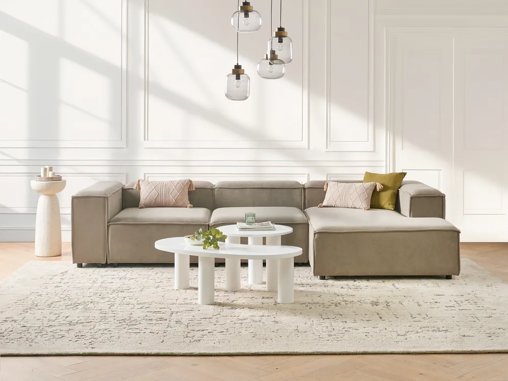 Modular Corner Sofa 4 Seater ARDAL Corduroy Light Brown Left Hand