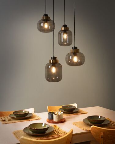 4 Light Glass Pendant Lamp Light Grey ZAYANDE