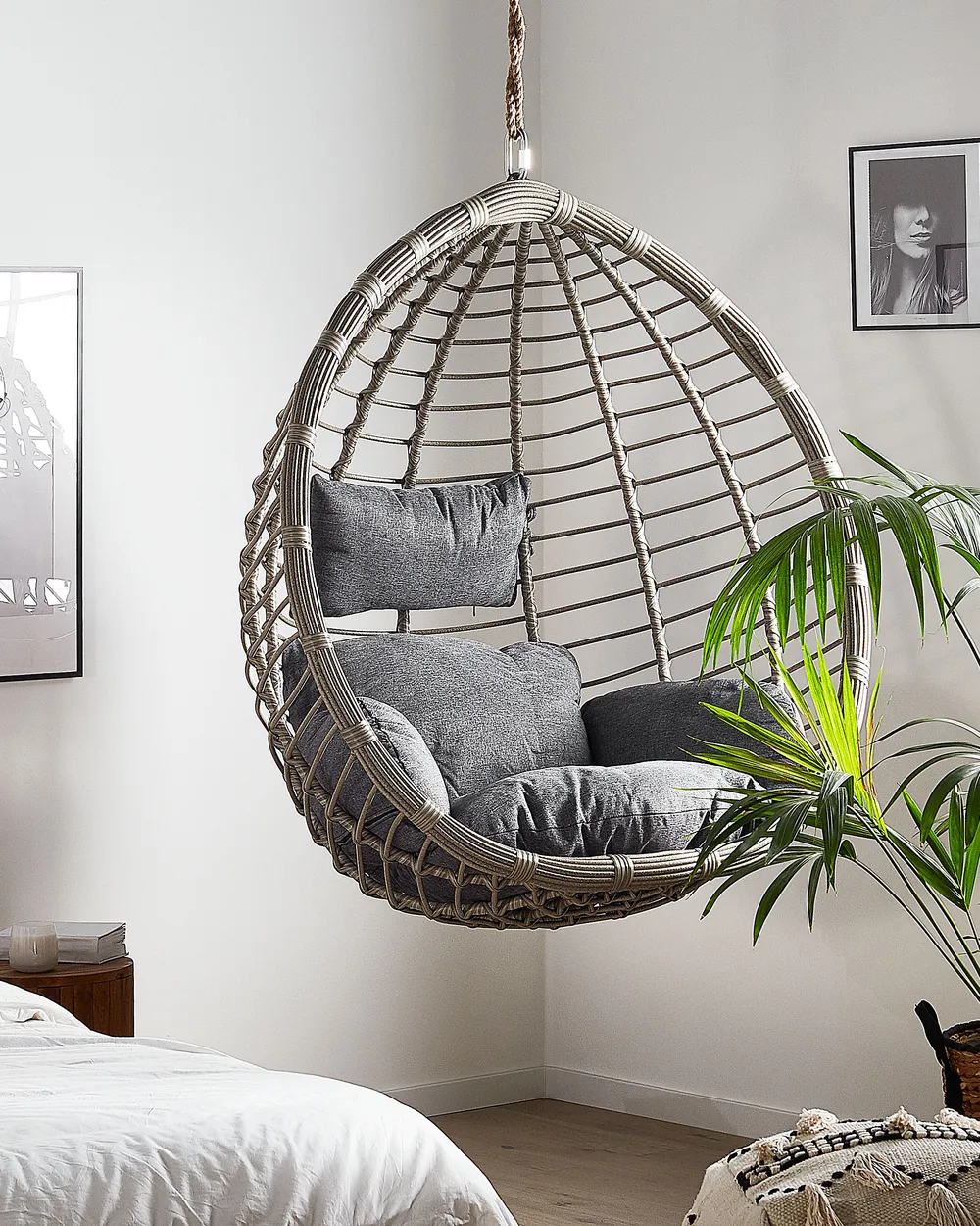 Hanging Chair TOLLO PE Rattan Grey