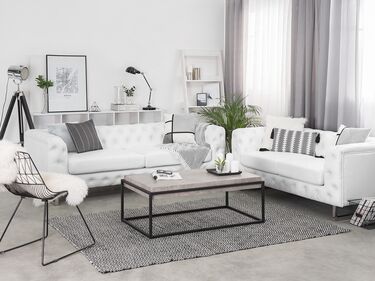 Faux Leather Sofa Set White VISSLAND