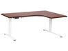 Electric Adjustable Right Corner Desk 160 x 59 cm White and Dark Wood DESTINES _927774