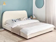 Bed Boucle ROISEL 160 x 200 cm (EU King Size) Light Beige_937427
