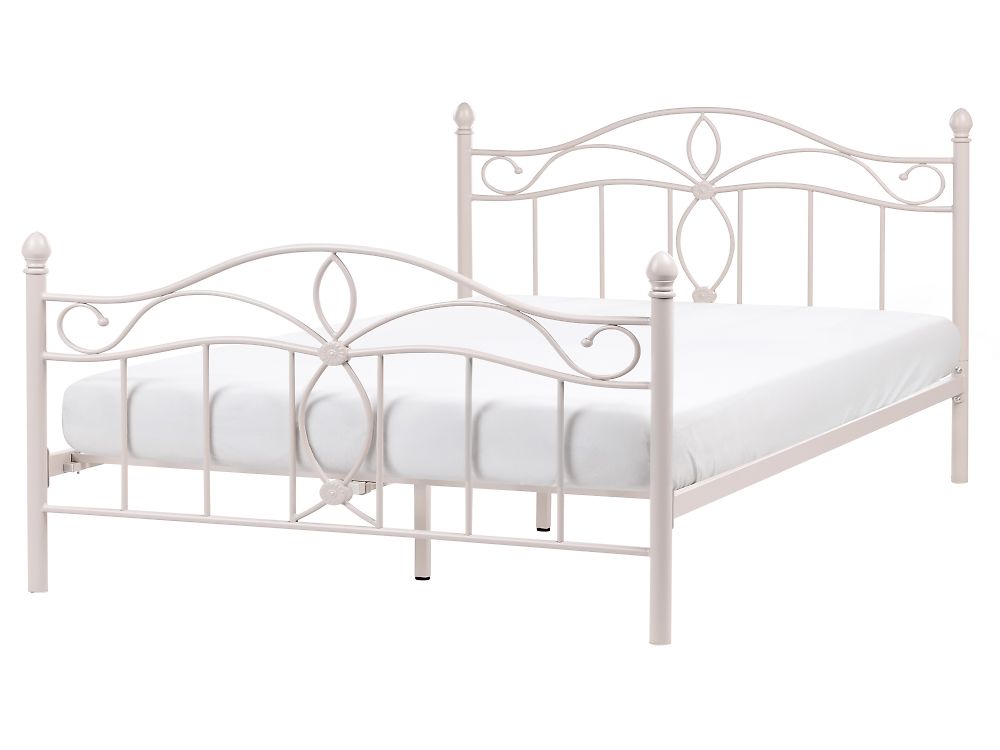 Letto Metallo ANTLIA 160 x 200 cm Beige chiaro
