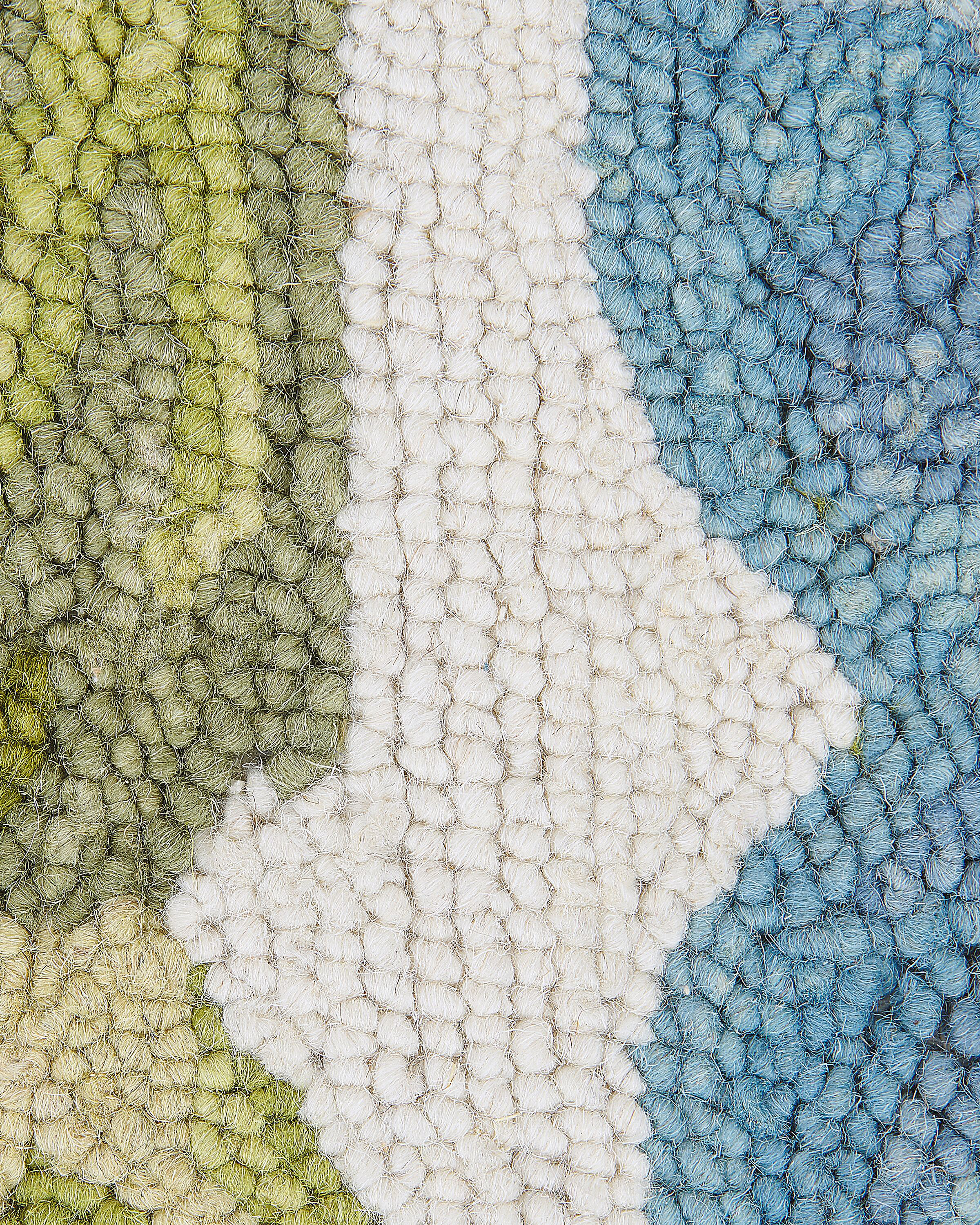Alfombra de lana beige/azul/verde/marrón 200 x 200 cm KINIK_830815