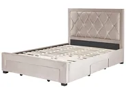 Łóżko z szufladami LIEVIN Welur Beżowy 140 x 200 cm_858023