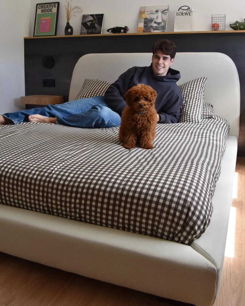 Bett mit Lattenrost Stoff ROISEL 160 x 200 cm Hellbeige_988113