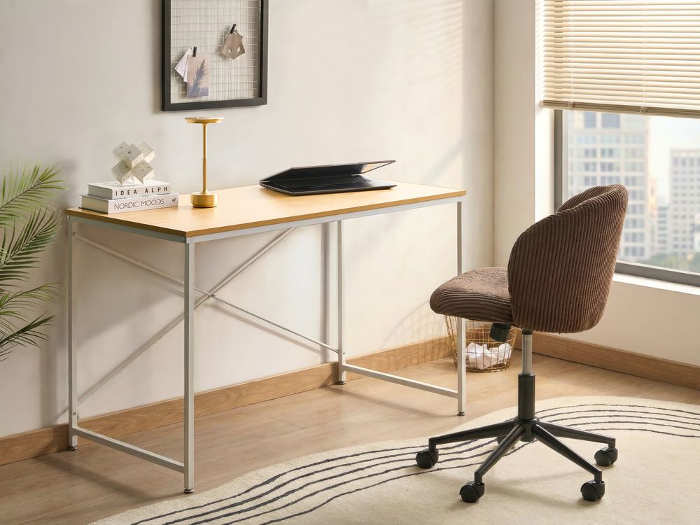 Table de bureau ANDASTE 120 cm 60 cm Marron clair/blanc