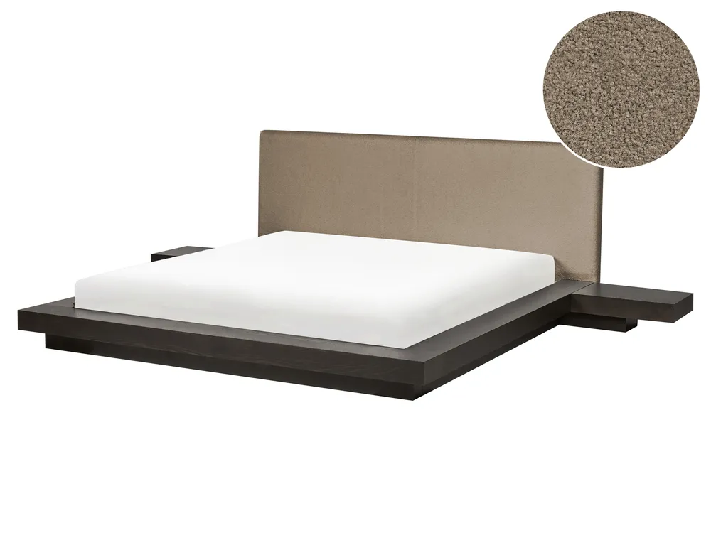 Bed Boucle ZEN 160 x 200 cm (EU King Size) Dark Ash Wood