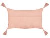 Set of 2 Cotton Cushions with Tassels 30 x 50 cm Peach Pink VALVARIA_940173