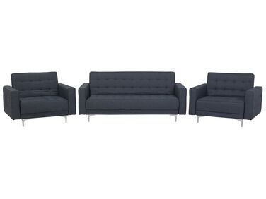 Conjunto de sofás reclináveis com 5 lugares em tecido cinzento escuro ABERDEEN