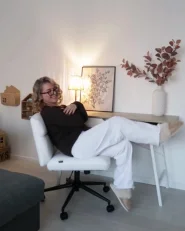 Desk Chair CATLIN Boucle White_1035849