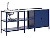 Conjunto de 3 muebles de cocina exterior con fregadero VILAMA Azul Metal