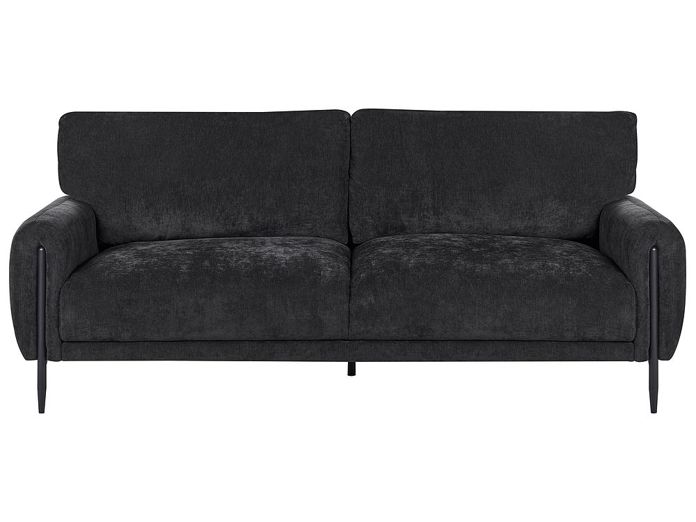 Sofa 3-Sitzer SKARO Chenillegewebe Schwarz