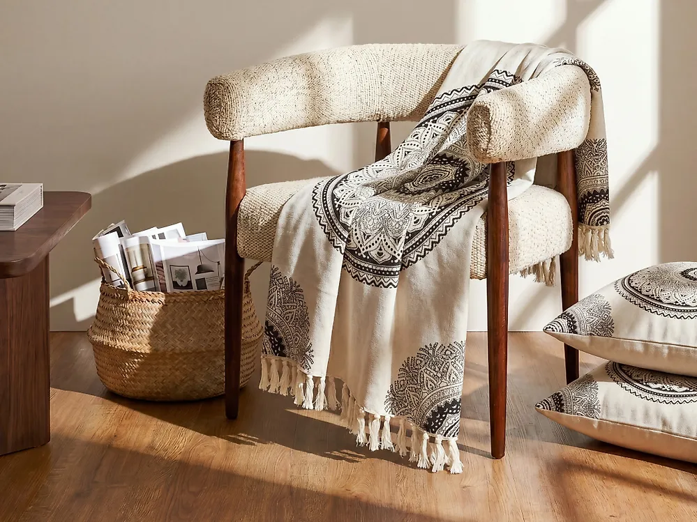 Kuscheldecke BERHAMPORE Baumwolle 130 x 180 cm Beige_1179835