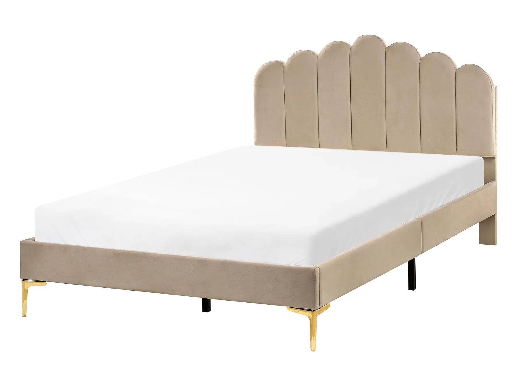 Bed Velvet SAUVIAN 120 x 200 cm (EU Small Double) Taupe_1014491