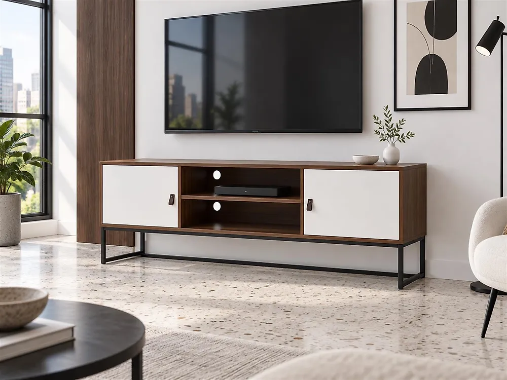TV Stand NUEVA Dark Brown/ White_1178109