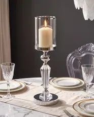 Candle Holder BONAO 42 cm Glass Silver_723631