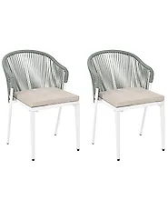 Set of 2 Garden Chairs with Cushions PARANEA Metal Green_1179762
