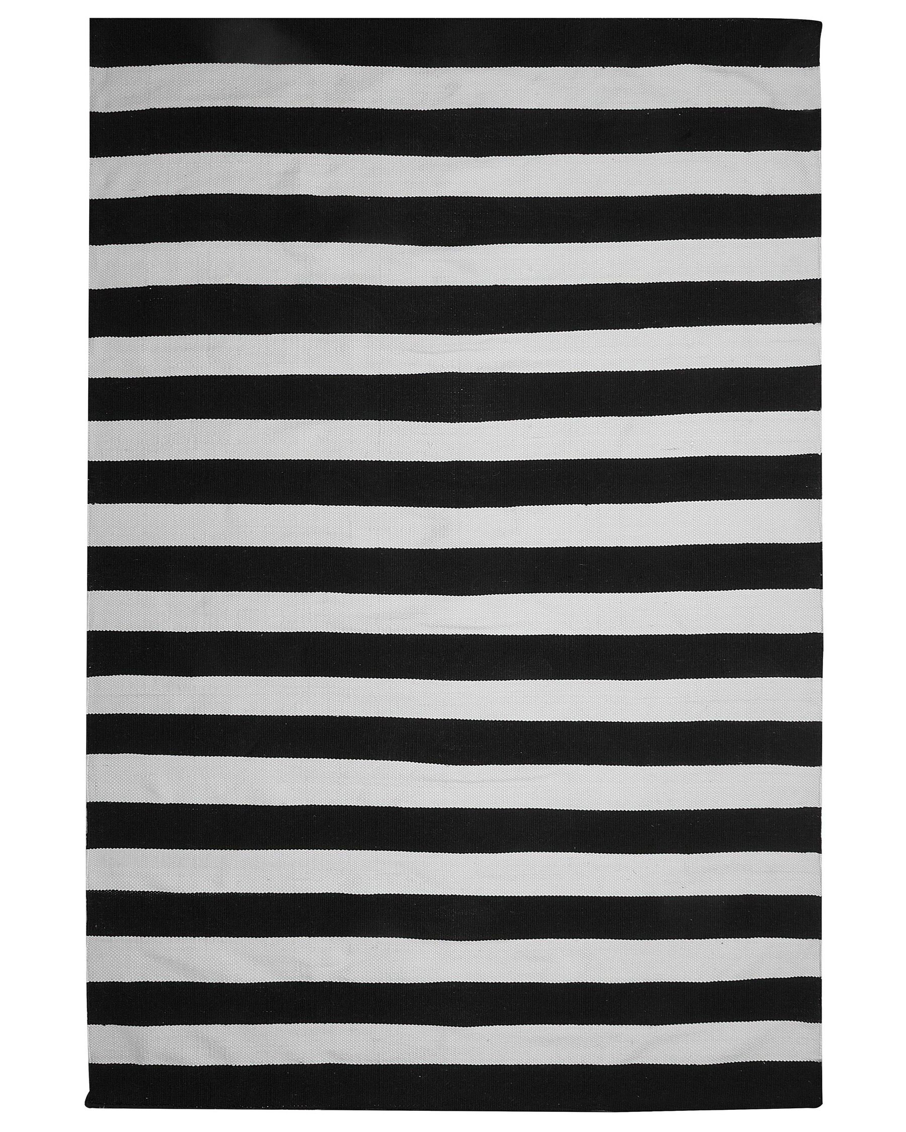Outdoor Teppich schwarz-weiß 160 x 230 cm Streifenmuster Kurzflor TAVAS_714796