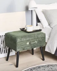 1 Drawer Bedside Table EUROSTAR Corduroy Dark Green_773678