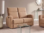 Divano reclinabile manuale 2 posti VERDAL Velluto Marrone chiaro_1175425