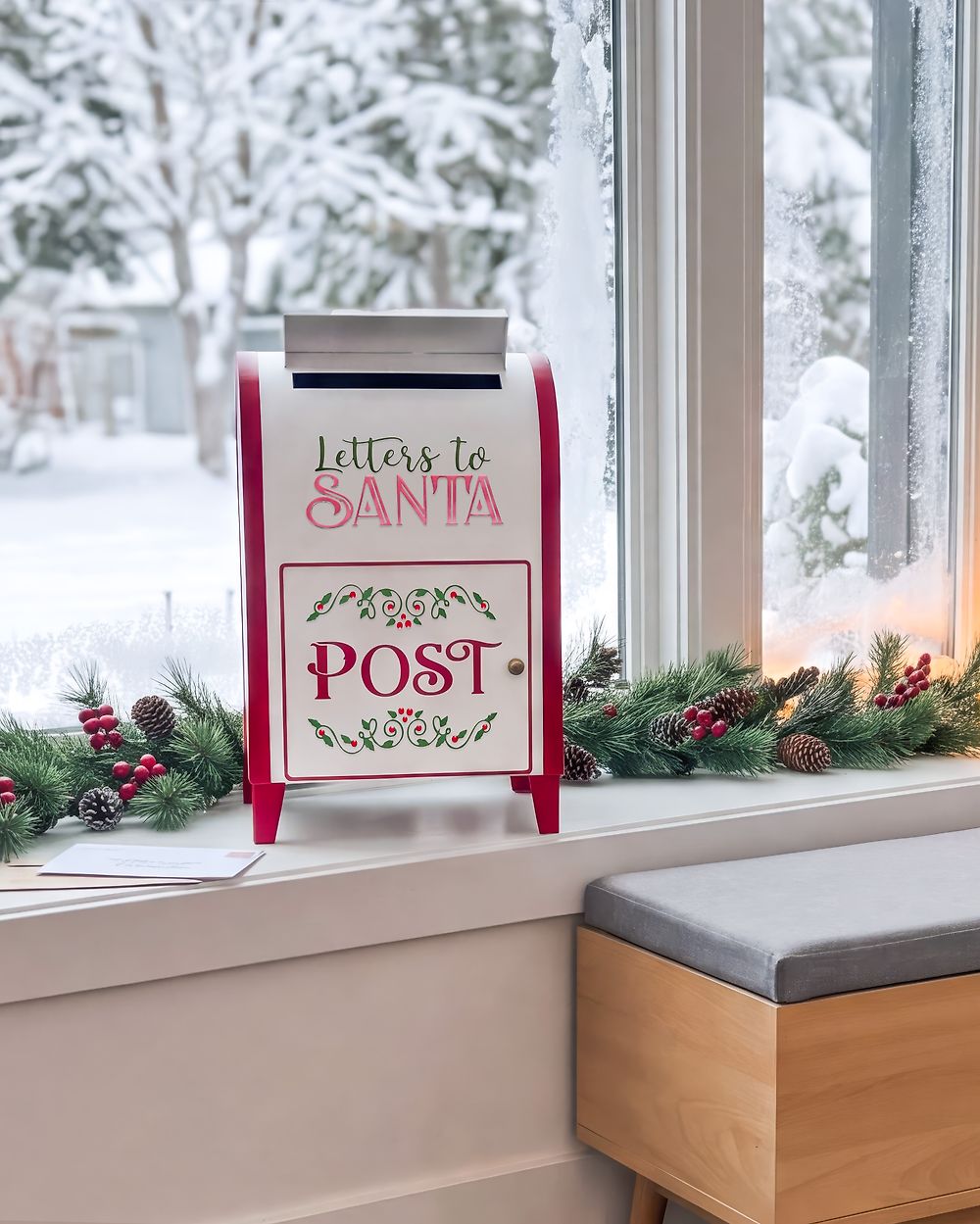 Kerstman-brievenbus VETELI 40 cm Wit