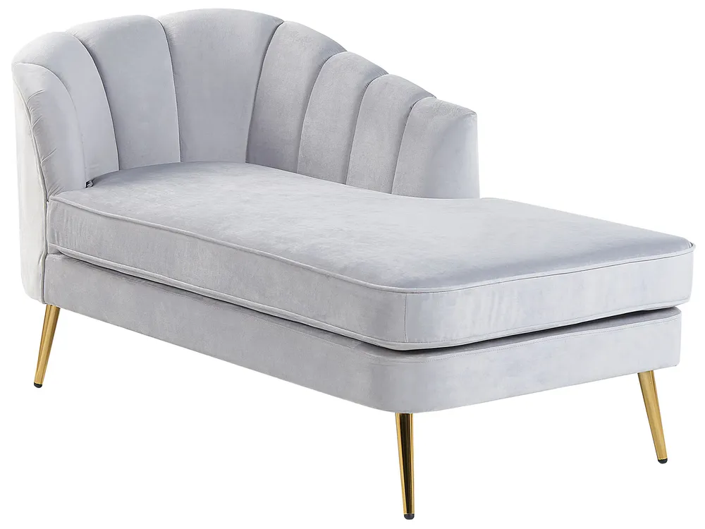 Left-Hand Chaise Longue ALLIER Velvet Light Grey_795620