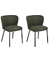 Set of 2 Dining Chairs MINA Fabric Dark Green