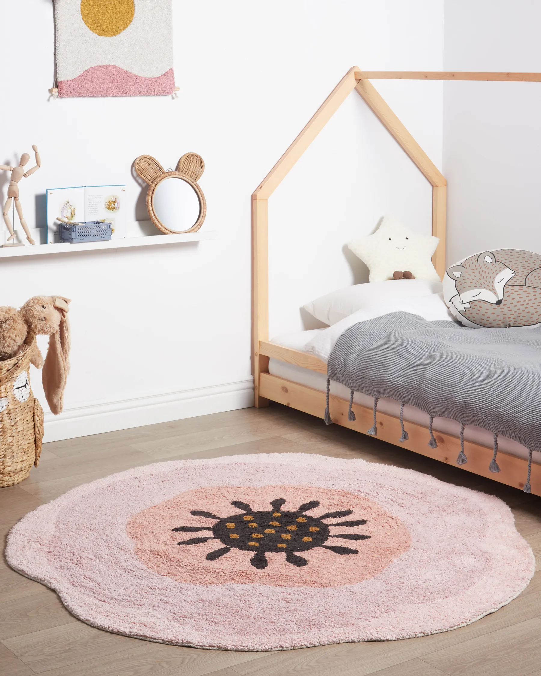 Tappeto per bambini KHARAT Rosa pastello ø 140 cm Cotone_903846