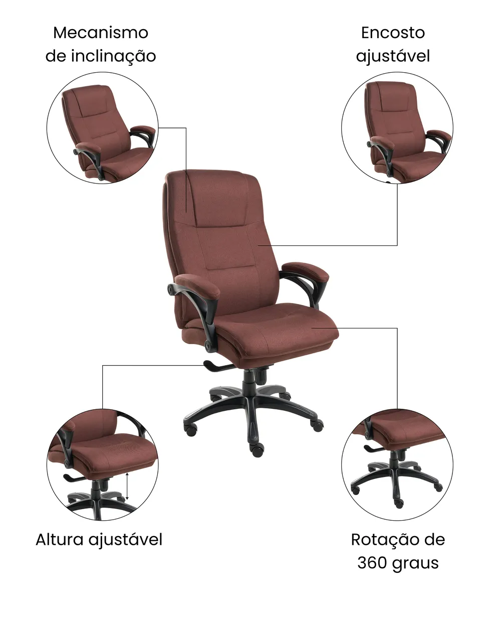 Cadeira executiva MAGNUS Linho Castanho_1071102
