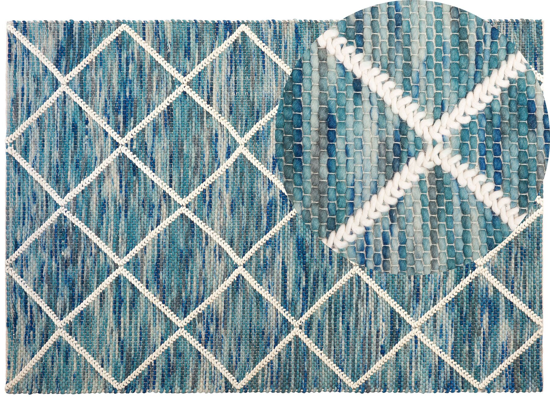 Teppich Wolle blau 160 x 230 cm Kurzflor BELENLI_802982
