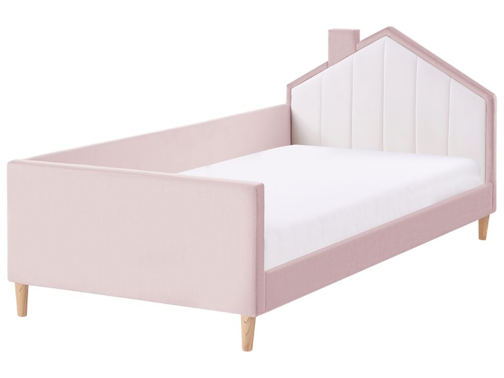 Lit d'enfant Maison Velours KERVAN 90 x 200 cm Rose